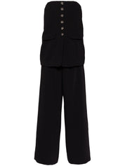 BLACK BANDEAU CREPE JUMPSUIT