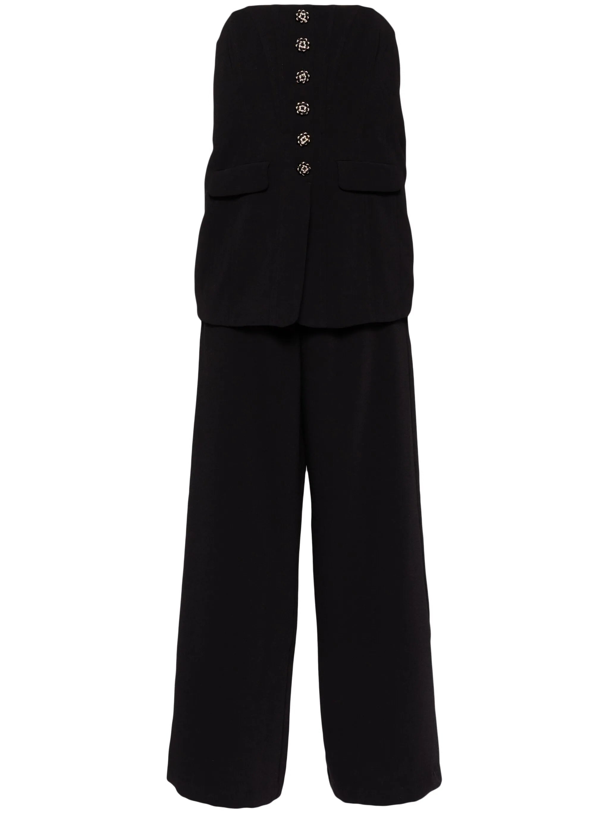 BLACK BANDEAU CREPE JUMPSUIT