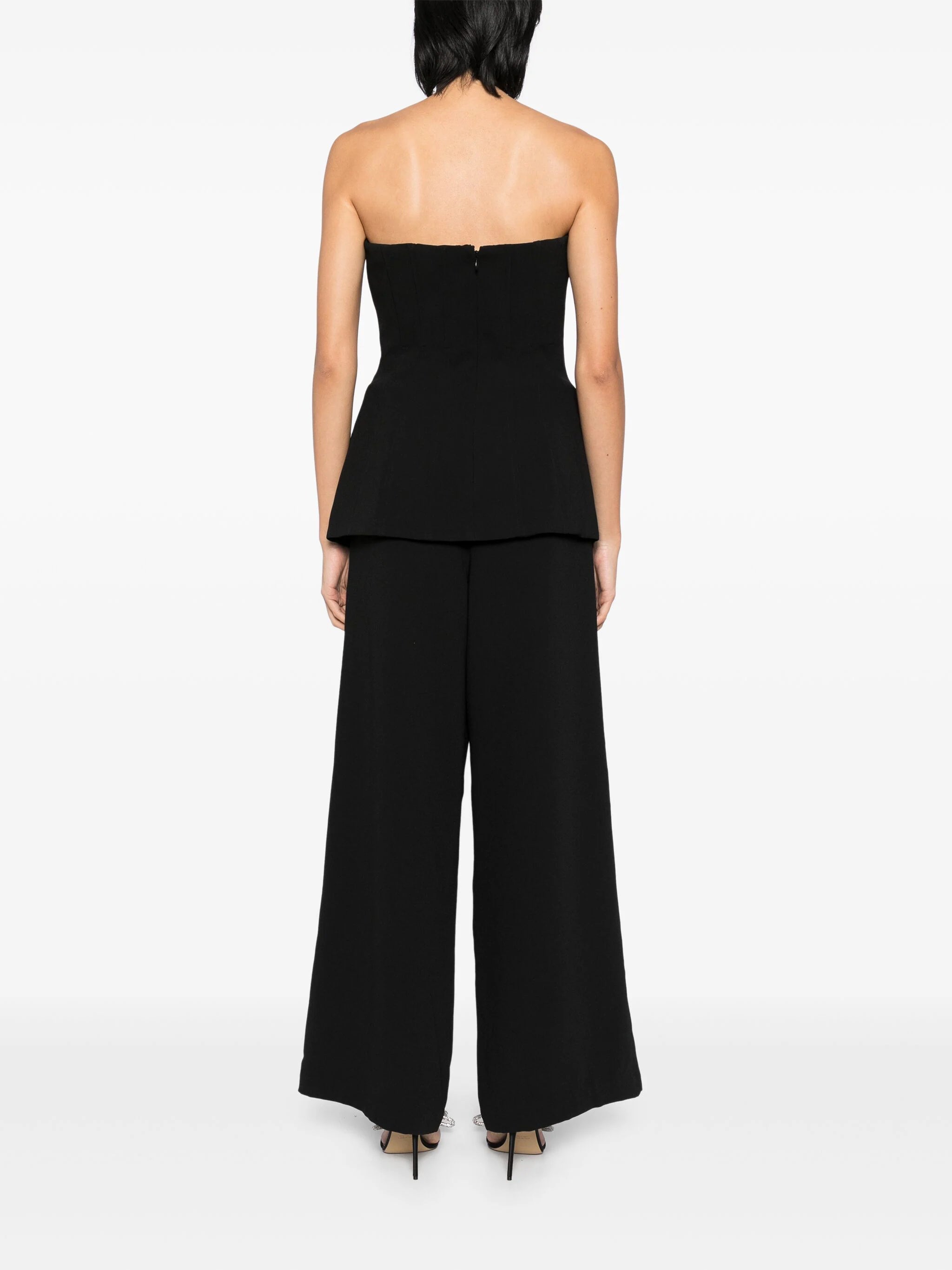 BLACK BANDEAU CREPE JUMPSUIT