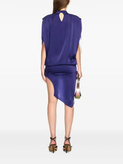 SATIN KEY DRESS DEEP BLUE