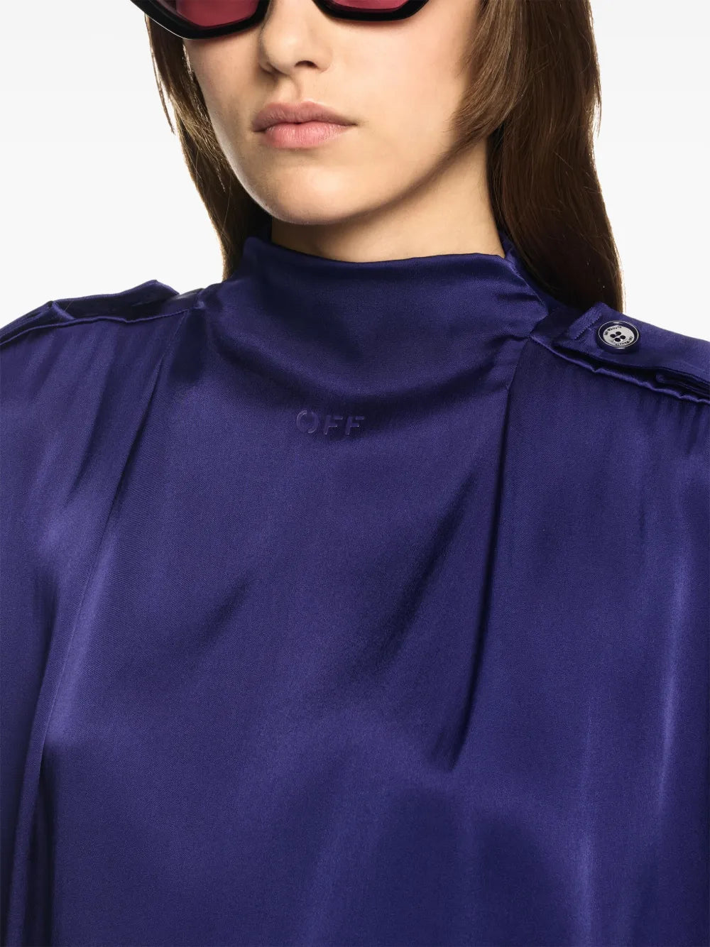 SATIN KEY DRESS DEEP BLUE