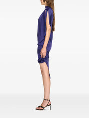 SATIN KEY DRESS DEEP BLUE