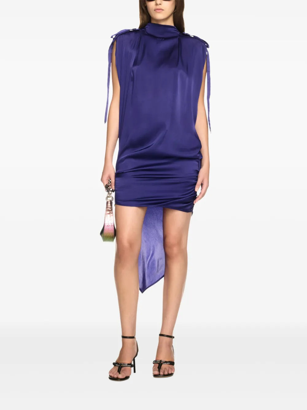 SATIN KEY DRESS DEEP BLUE