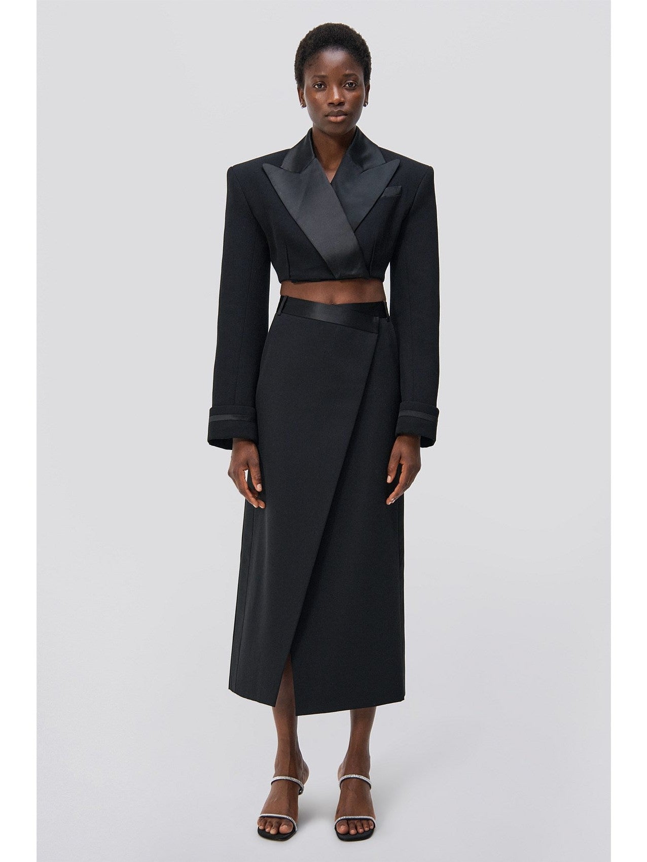 Clarisse satin combo overlap maxi skirt