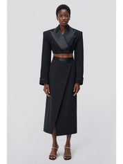 Clarisse satin combo overlap maxi skirt