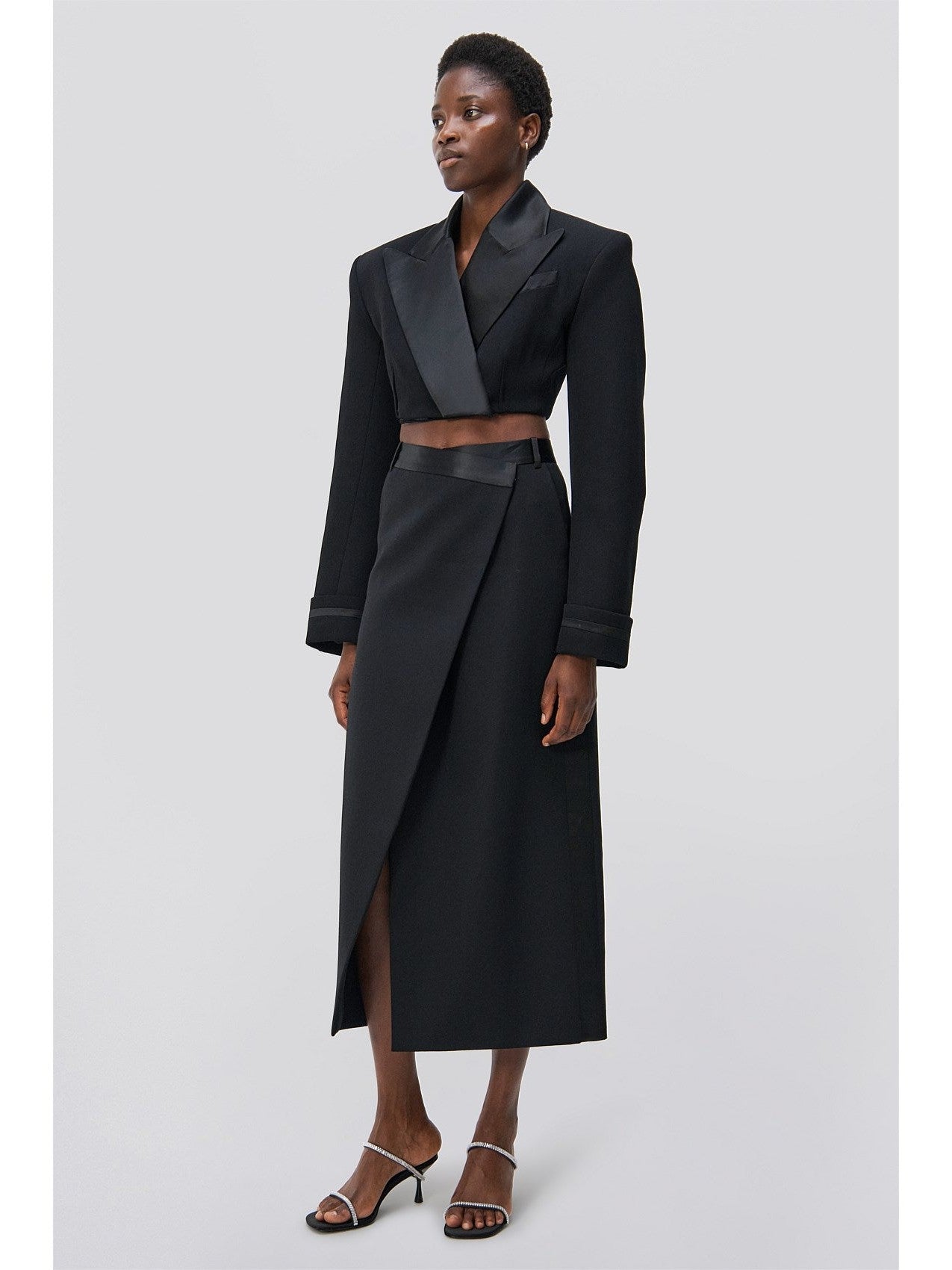 Clarisse satin combo overlap maxi skirt
