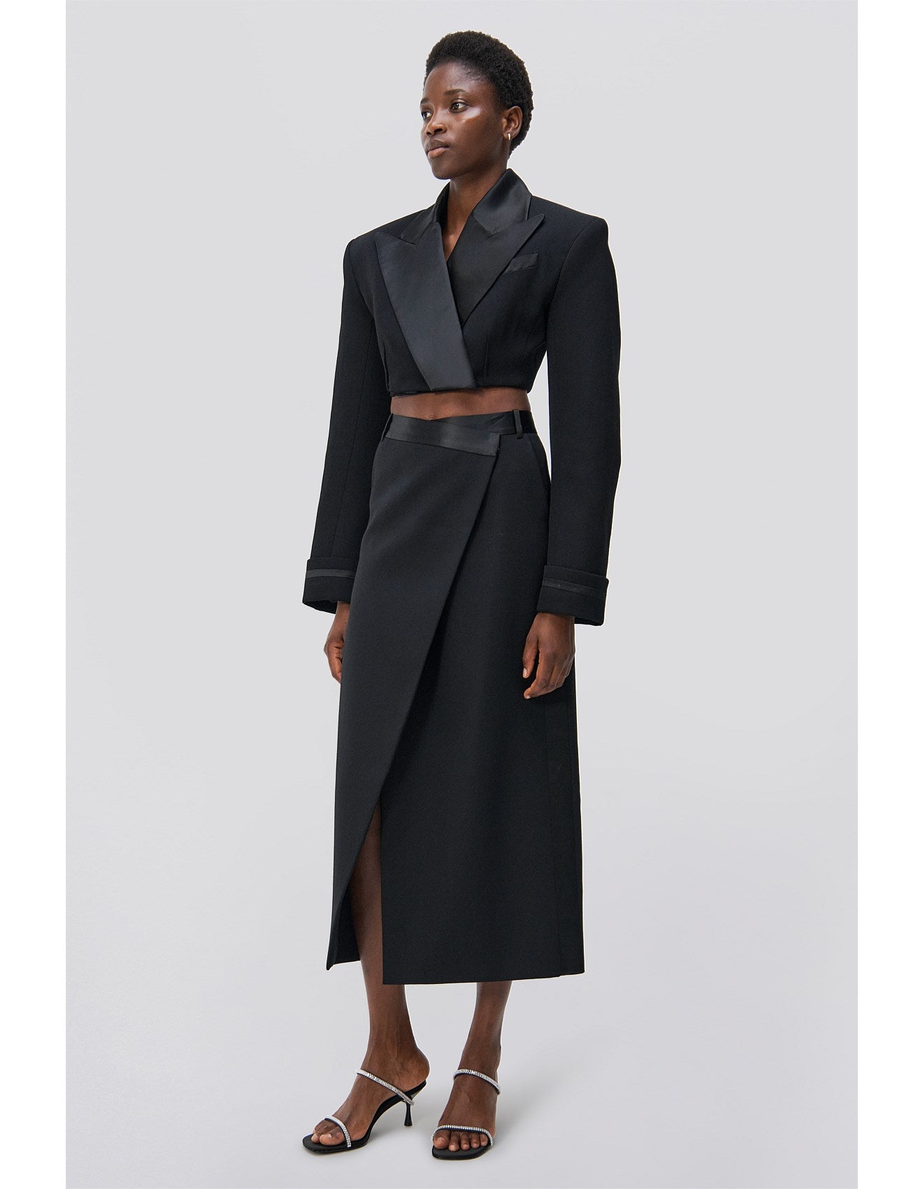 CLARISSE SATIN COMBO OVERLAP MAXI SKIRT