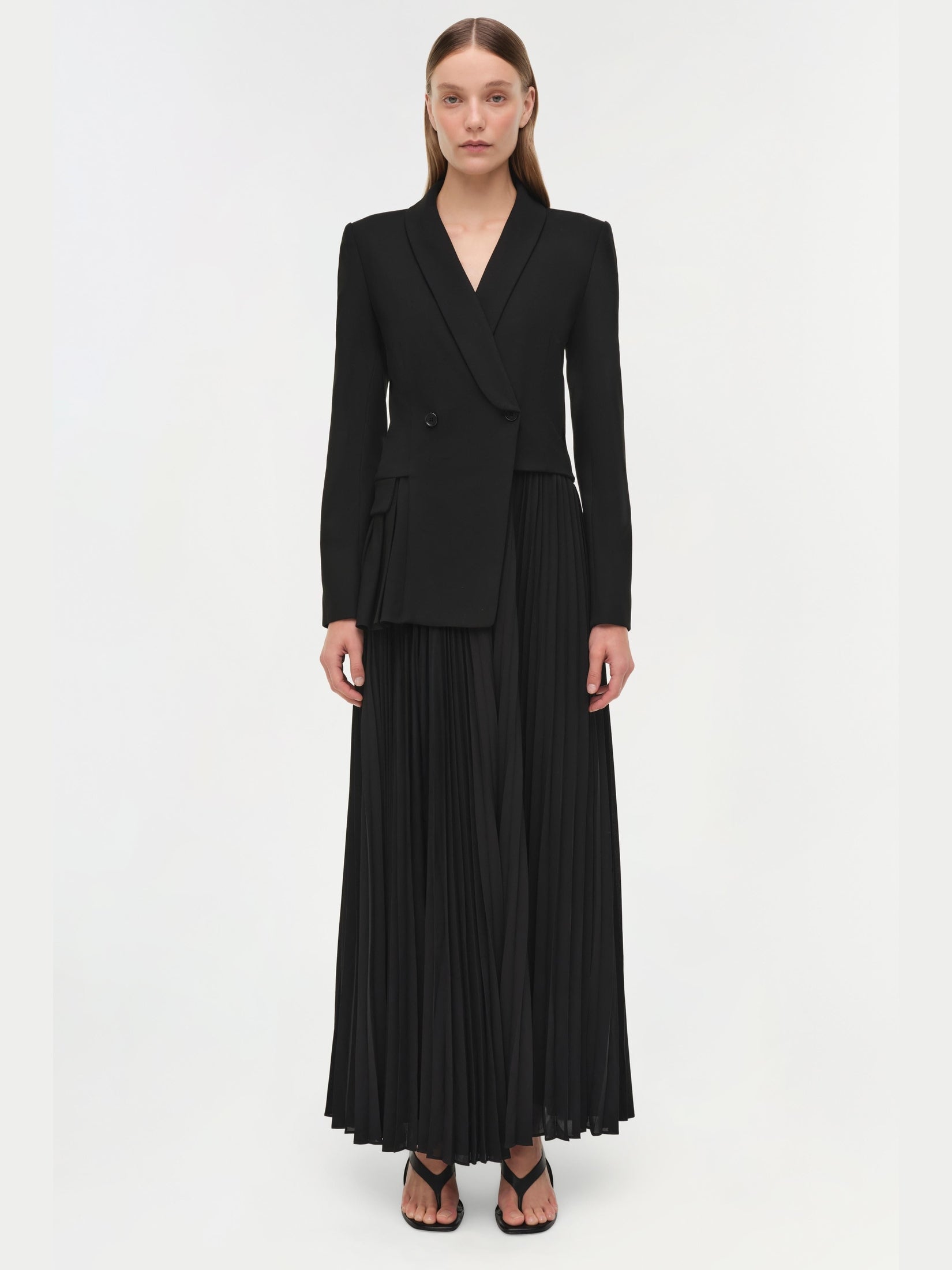 Alexandra Pleated Blazer Midi Dress