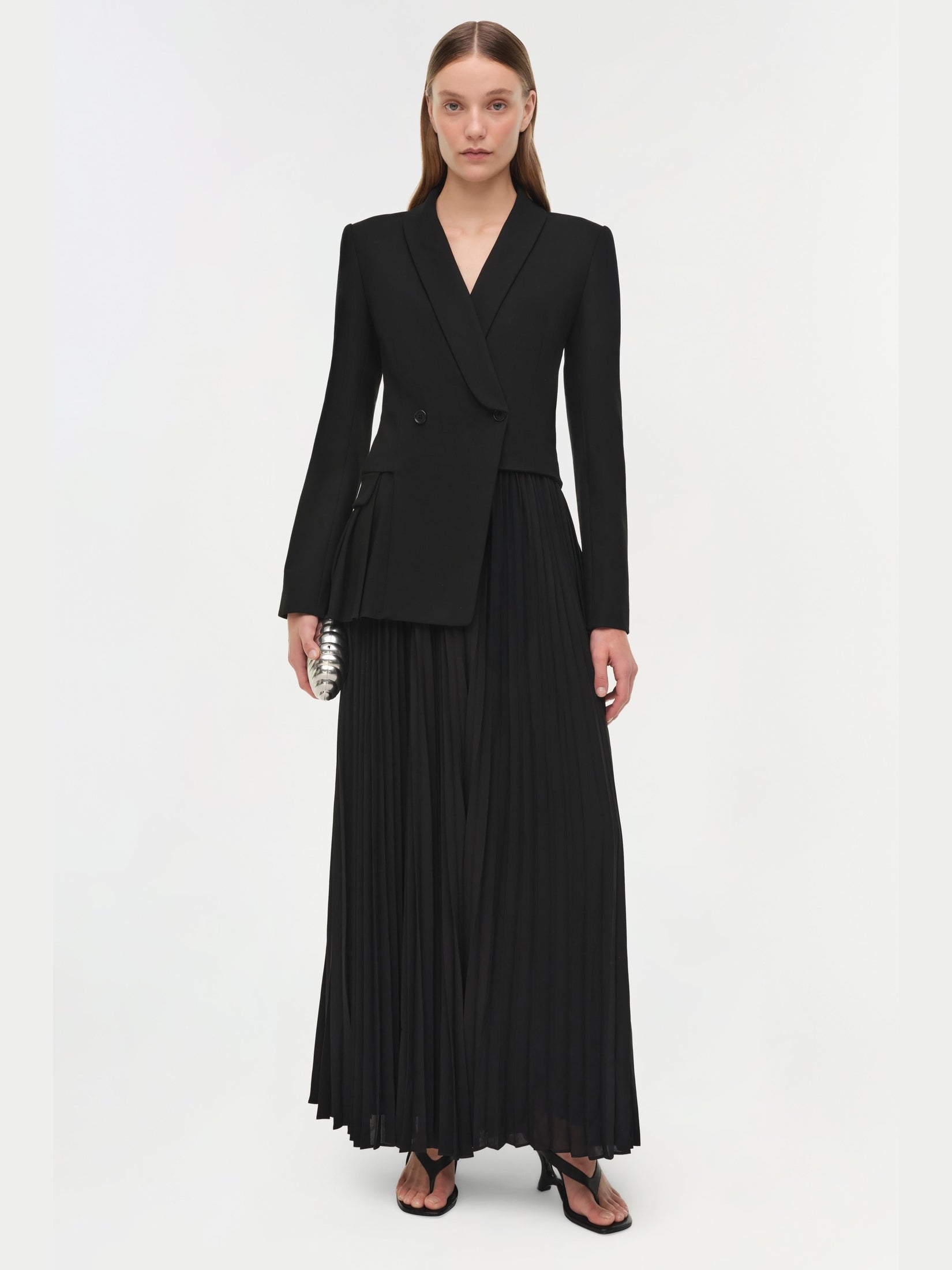 Alexandra Pleated Blazer Midi Dress