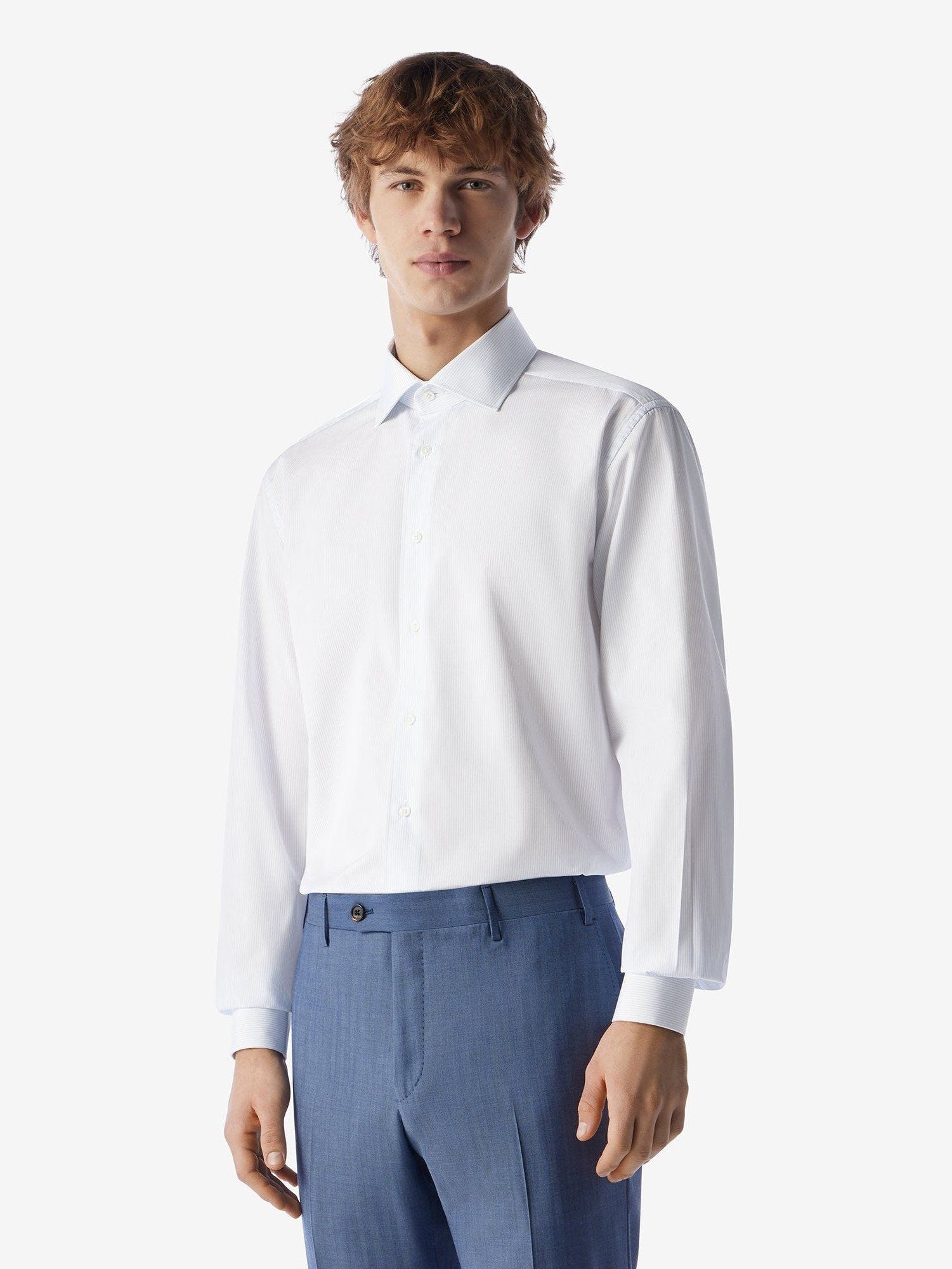 Cotton shirt with white stripes