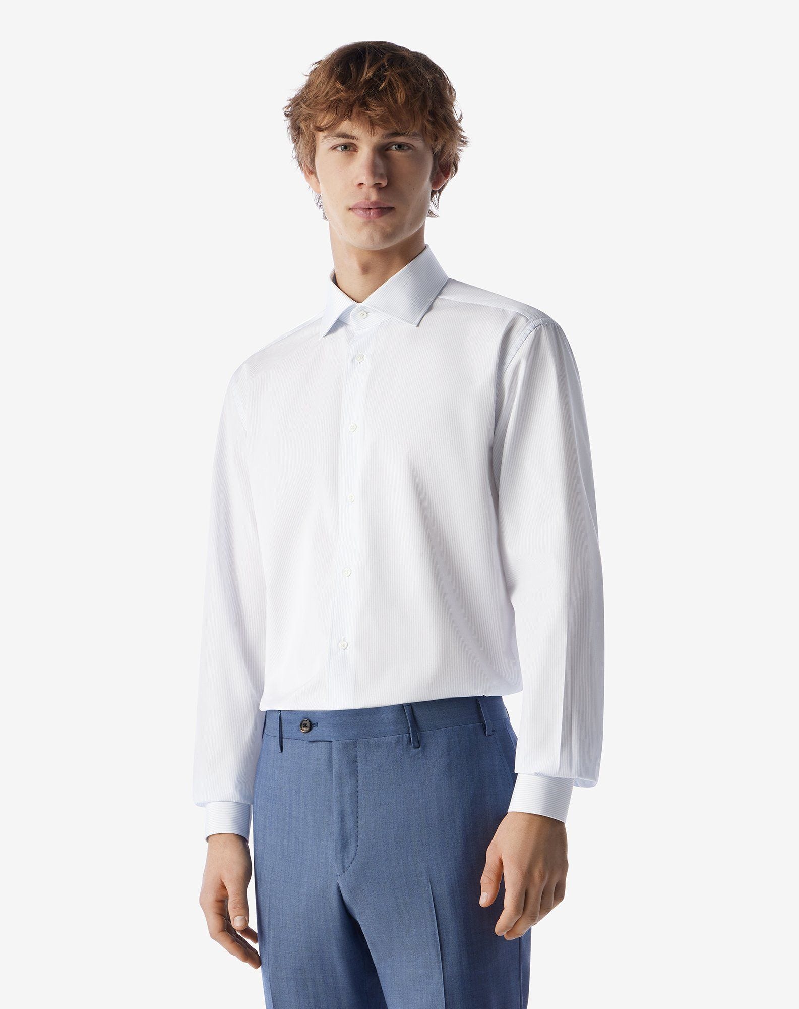 Cotton shirt with white stripes