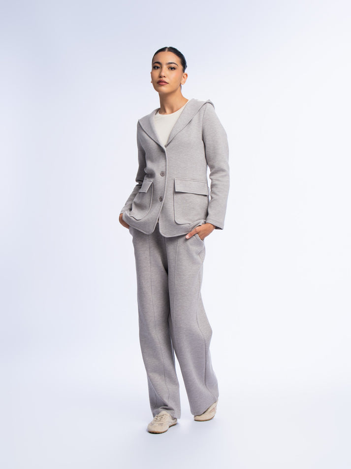 Fitted hooded blazer
