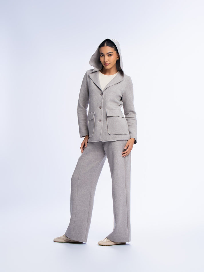 Fitted hooded blazer