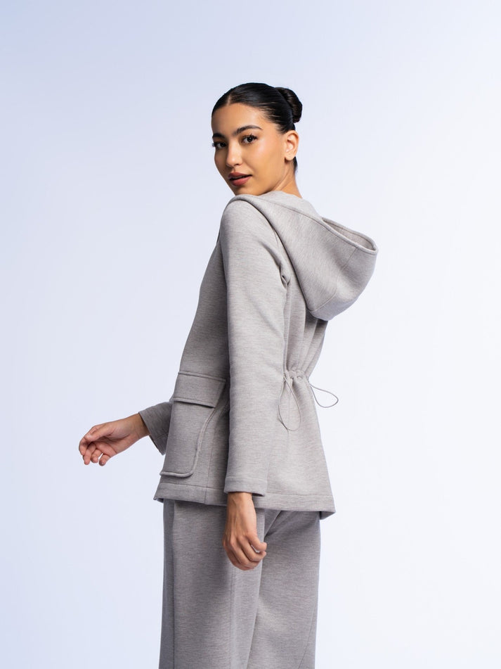 Fitted hooded blazer
