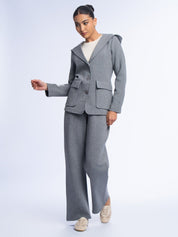 Fitted hooded blazer