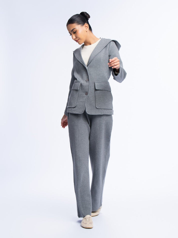 Fitted hooded blazer