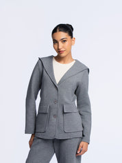 Fitted hooded blazer