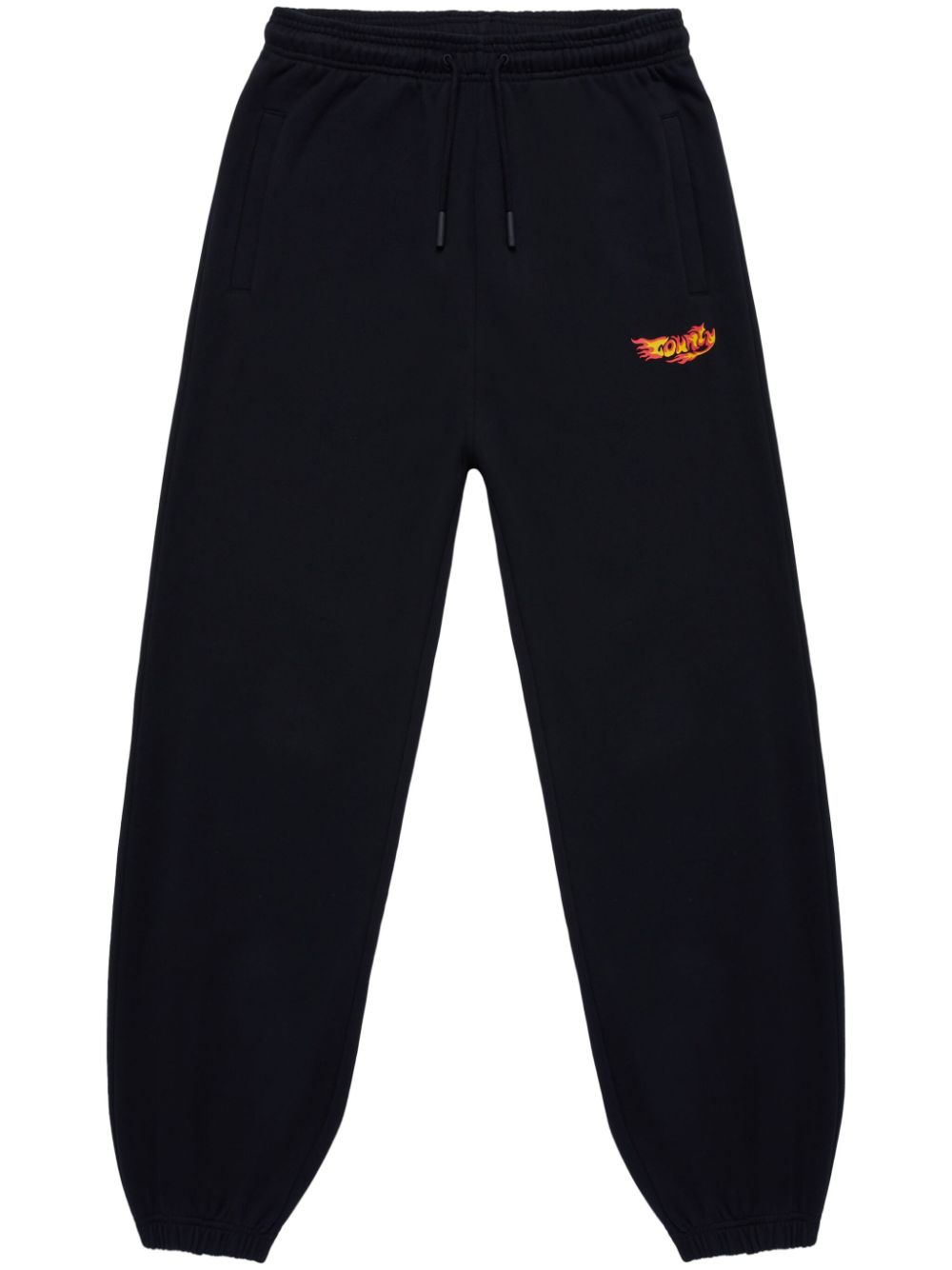 COUNTY FLAME BAGGY SWEATPANTS BLACK RED