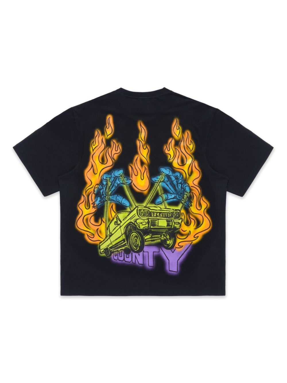 COUNTY FLAME BOXY T-SHIRT BLACK RED