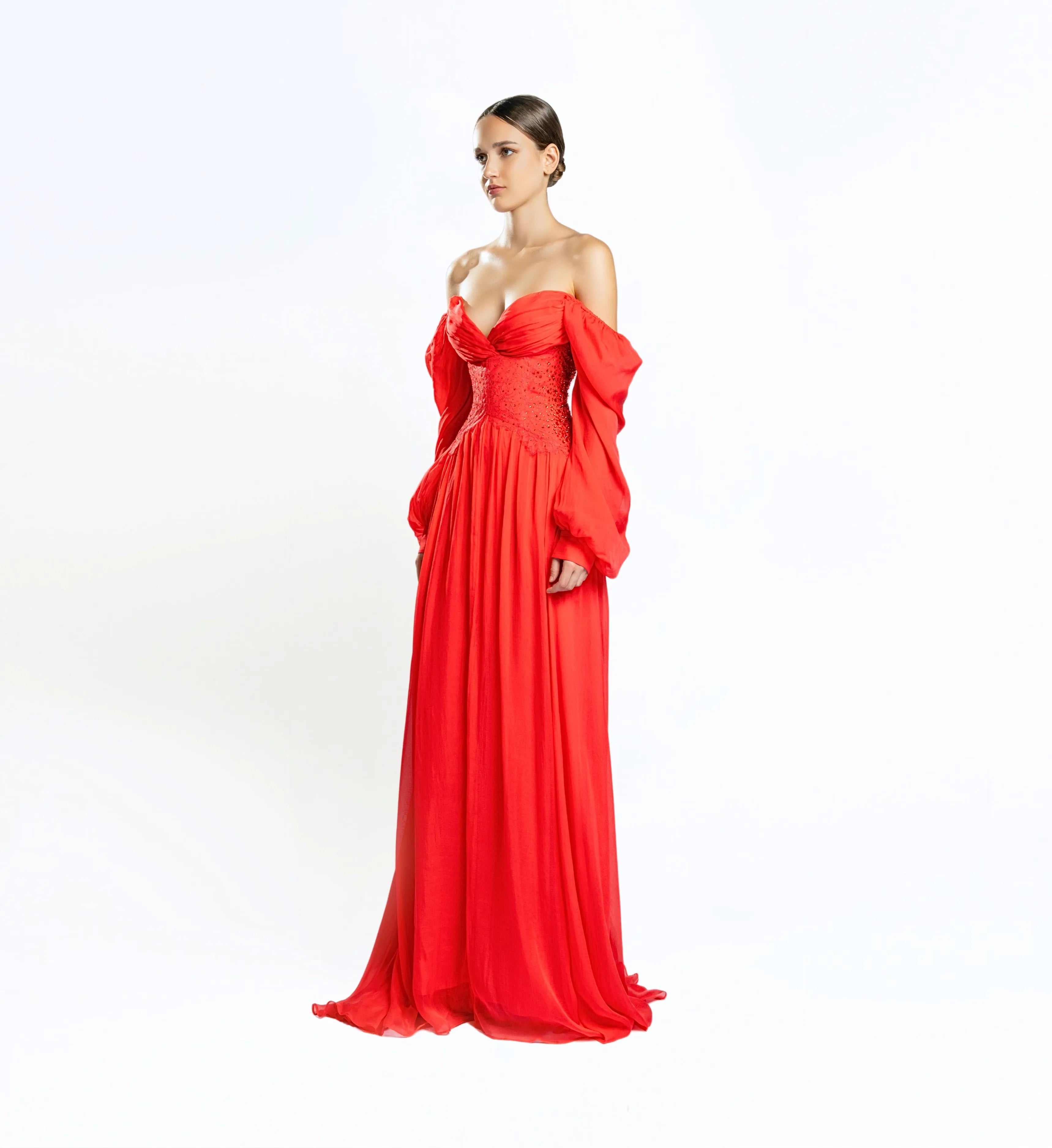 Puff sleeve maxi dress