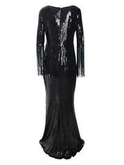 LONG DRESS MATRIX SEQUIN FRINGES