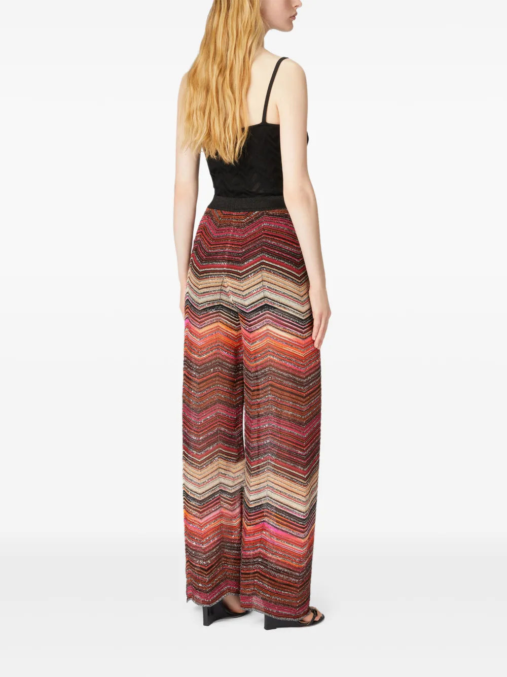 Palazzo chevron lamé trousers with sequins