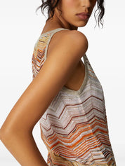 Chevron lamé tank top with sequins