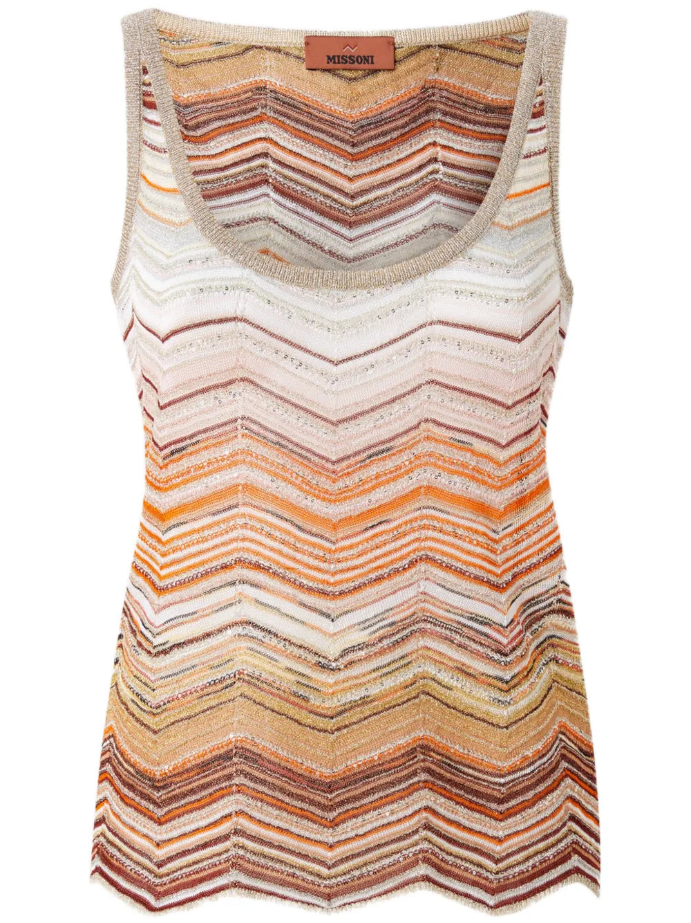 Chevron lamé tank top with sequins