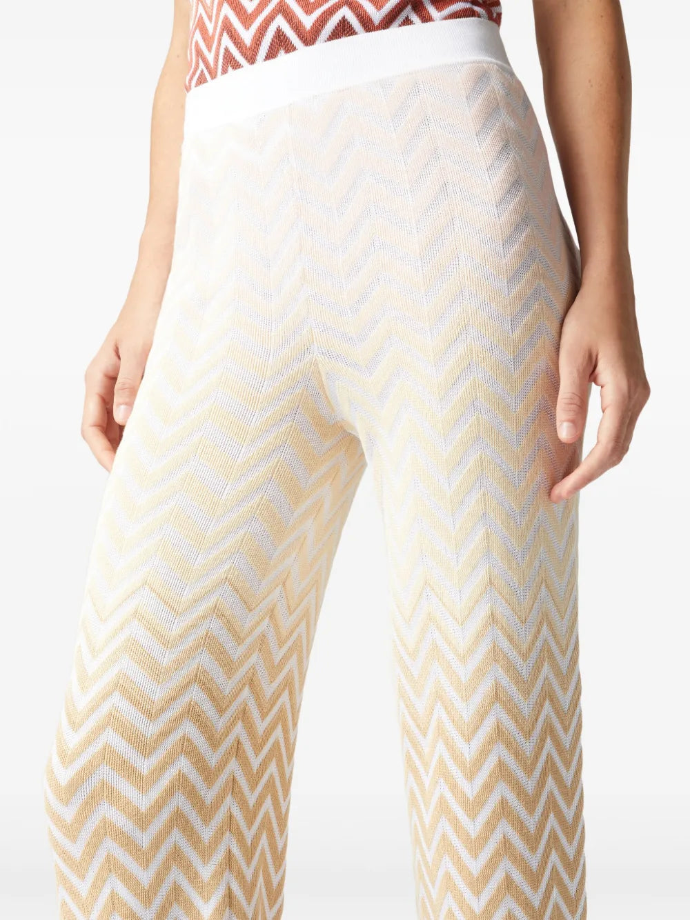 Straight trousers with dégradé chevron motif