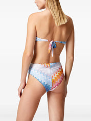 Bandeau bikini in zig zag lamé viscose blend