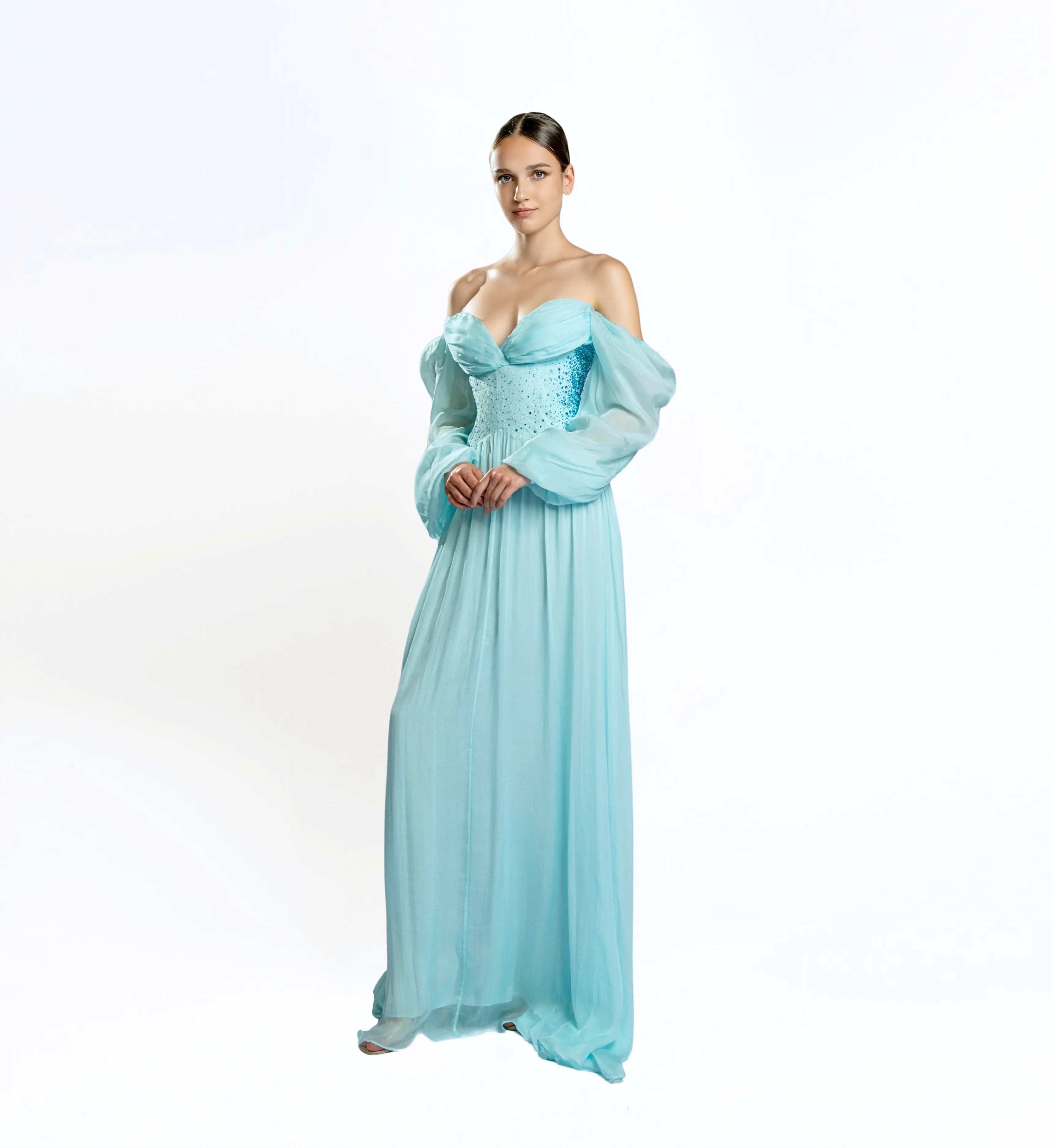 Puff sleeve maxi dress