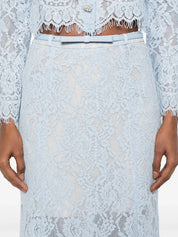 BLUE LACE FLARED MIDI SKIRT