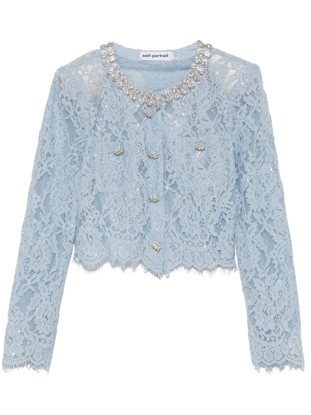 BLUE LACE EMBELLISHED TOP