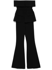 BLACK CREPE OFF SHOULDER JUMPSUIT