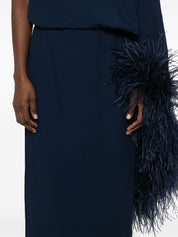 FEATHERED ETERNITY DRESS BLUE NAVY