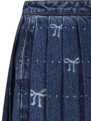 DENIM BOW PRINT SKIRT