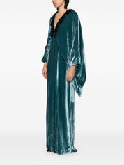 IRIS V-NECK LONG SLEEVES KIMONO LONG DRESS WITH NECK LINE EMBELLISHED