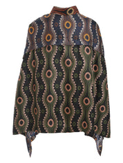 JETE PRINTED TWILL PRINT SILK CAPE TOP