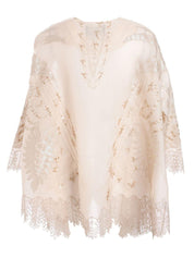 CHEA EMBROIDERED & BEADED FLARE ORGANZA SILK TOP