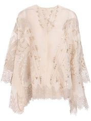 CHEA EMBROIDERED & BEADED FLARE ORGANZA SILK TOP