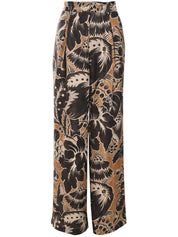 FAEY RELAX FIT TWILL SILK PRINT LONG PANTS