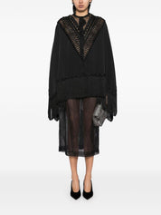 CHELONE BEADED GABARDINE CAPE WITH FRINGES