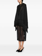 CHELONE BEADED GABARDINE CAPE WITH FRINGES