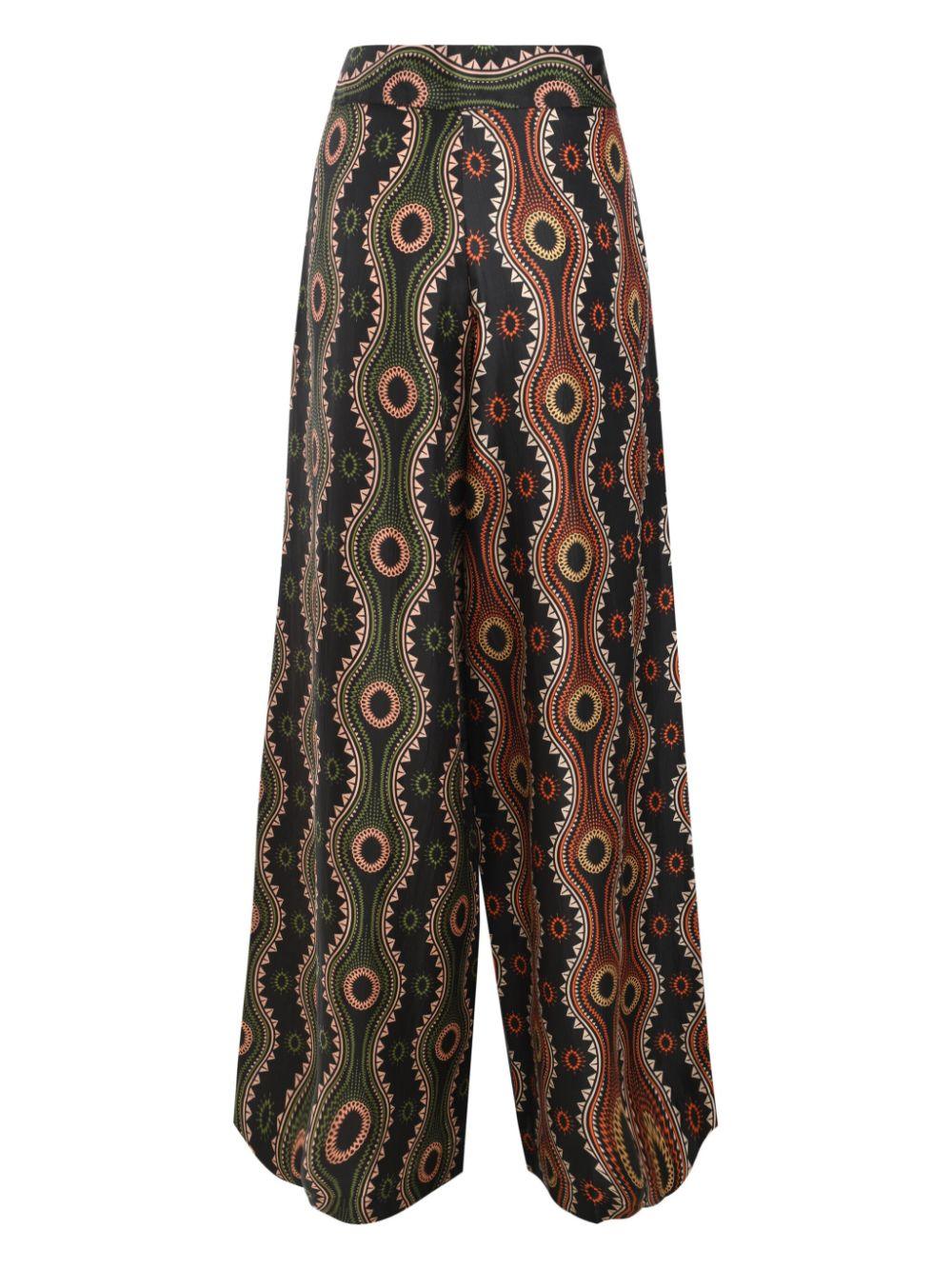 FUME MIX TWILL PRINT WIDE LEG LONG PANTS