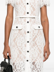 WHITE LACE BUTTON MIDI DRESS