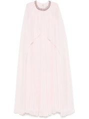 PINK CHIFFON CAPE MIDI DRESS