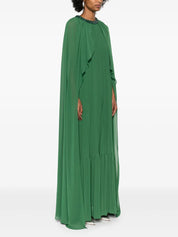 GREEN CHIFFON CAPE MAXI DRESS