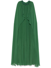 GREEN CHIFFON CAPE MAXI DRESS