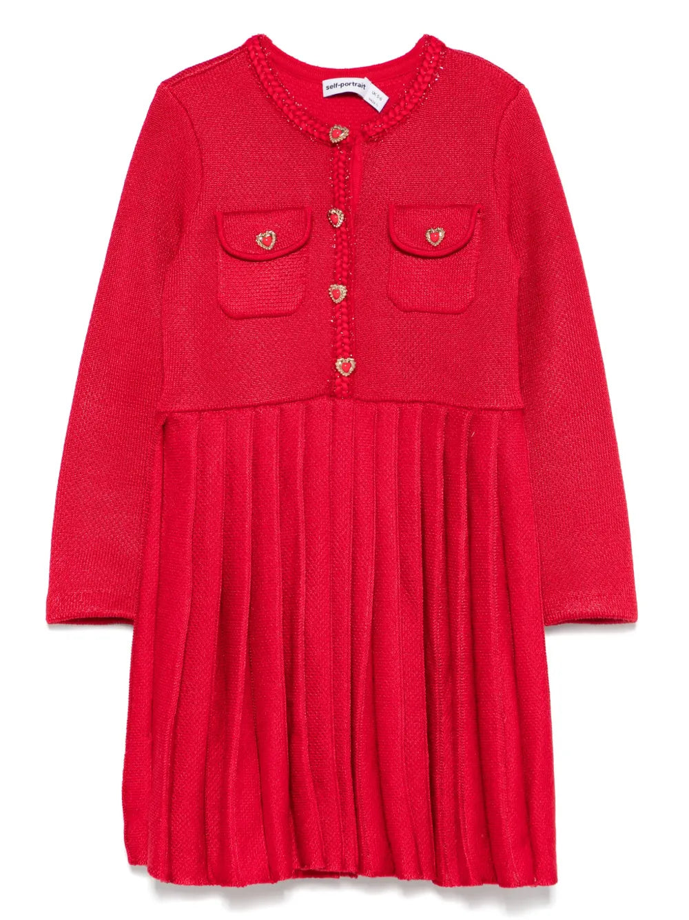 RED KNIT PLEATED DRESS