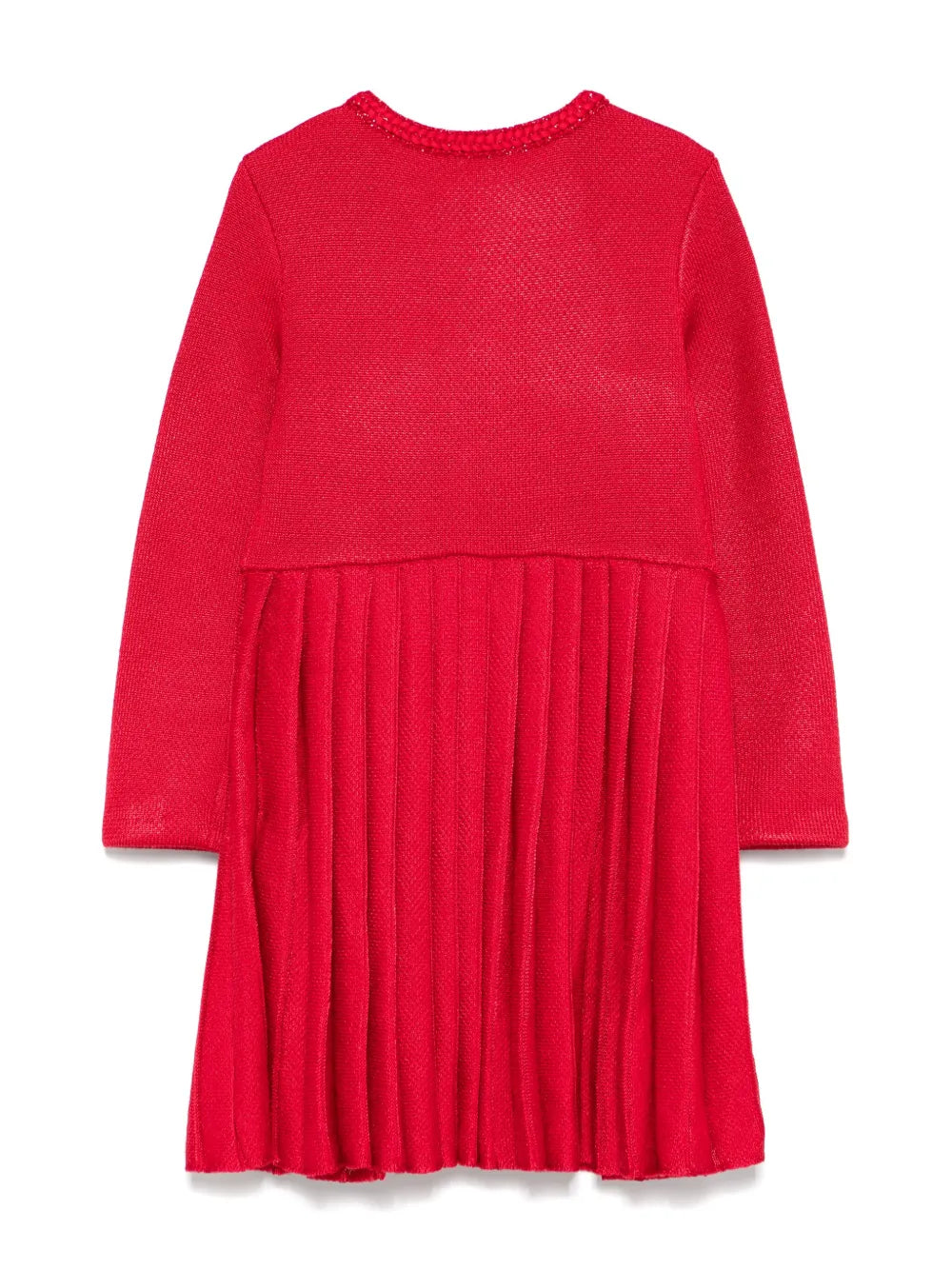 RED KNIT PLEATED DRESS